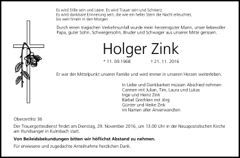 Anzeige von Holger Zink von MGO