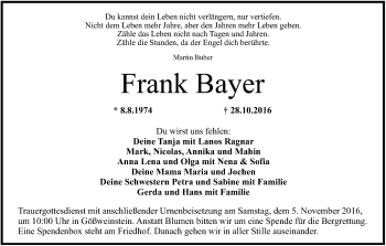 Anzeige von Frank Bayer von MGO