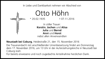 Anzeige von Otto Höhn von MGO