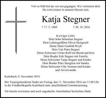 Anzeige von Katja Stegner von MGO
