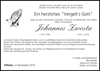 Anzeige von Johannes Zwosta von MGO