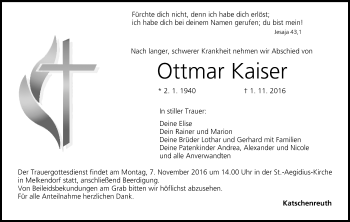Anzeige von Ottmar Kaiser von MGO