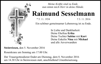 Anzeige von Raimund Sesselmann von MGO