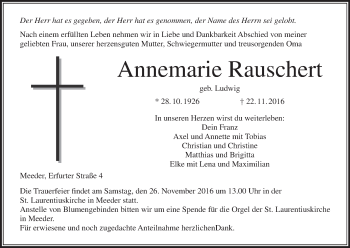 Anzeige von Annemarie Rauschert von MGO