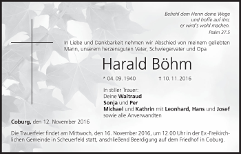 Anzeige von Harald Böhm von MGO