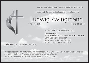 Anzeige von Ludwig Zwingmann von MGO