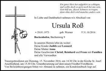 Anzeige von Ursula Roß von MGO Anzeige von Ursula Roß von MGO