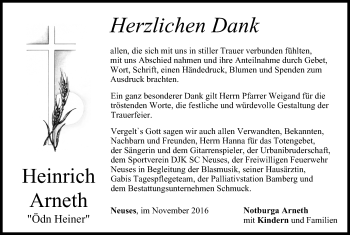 Anzeige von Heinrich Arneth von MGO