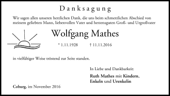 Anzeige von Wolfgang Mathes von MGO