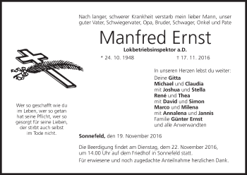 Anzeige von Manfred Ernst von MGO