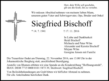 Anzeige von Siegfried Bischoff von MGO