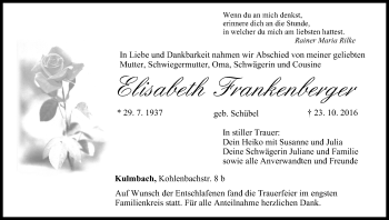 Anzeige von Elisabeth Frankenberger von MGO