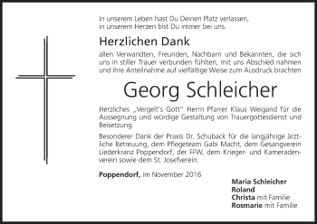Anzeige von Georg Schleicher von MGO