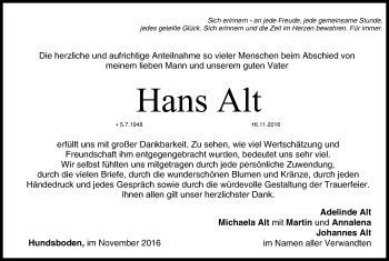 Anzeige von Hans Alt von MGO