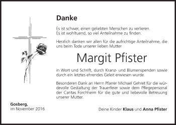 Anzeige von Margit Pfister von MGO
