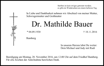 Anzeige von Mathilde Bauer von MGO