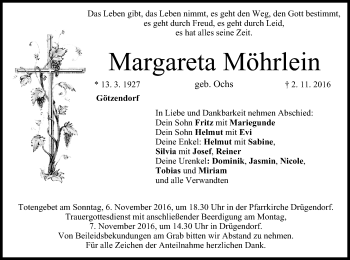 Anzeige von Margareta Möhrlein von MGO