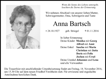 Anzeige von Anna Bartsch von MGO