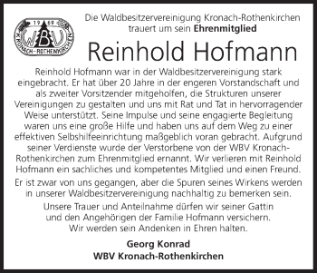 Anzeige von Reinhold Hofmann von MGO