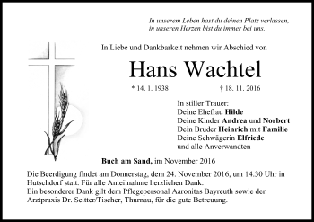 Anzeige von Hans Wachtel von MGO