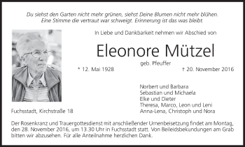 Anzeige von Eleonore Mützel von MGO