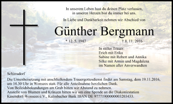 Anzeige von Günther Bergmann von MGO