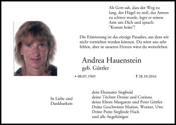 Anzeige von Andrea Hauenstein von MGO