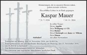 Anzeige von Kaspar Mauer von MGO