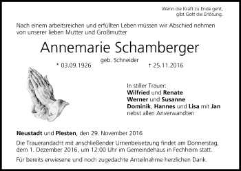 Anzeige von Annemarie Schamberger von MGO