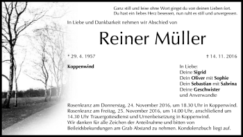 Anzeige von Reiner Müller von MGO