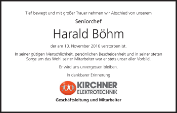 Anzeige von Harald Böhm von MGO