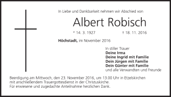 Anzeige von Albert Robisch von MGO