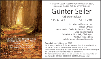 Anzeige von Günter Seiler von MGO