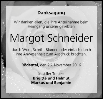 Anzeige von Margot Schneider von MGO