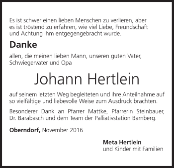 Anzeige von Johann Hertlein von MGO