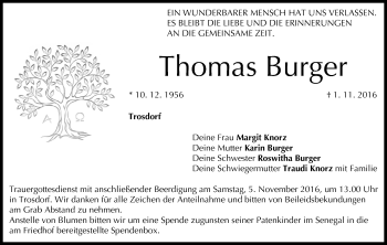 Anzeige von Thomas Burger von MGO