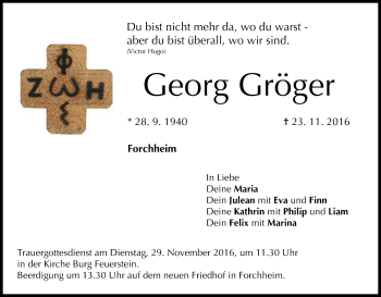 Anzeige von Georg Gröger von MGO