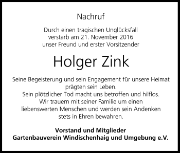 Anzeige von Holger Zink von MGO