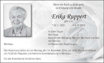 Anzeige von Erika Ruppert von MGO