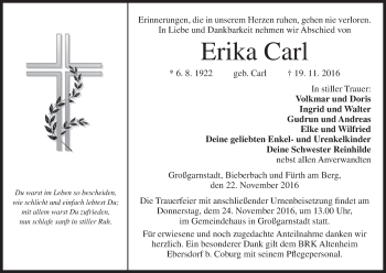 Anzeige von Erika Carl von MGO