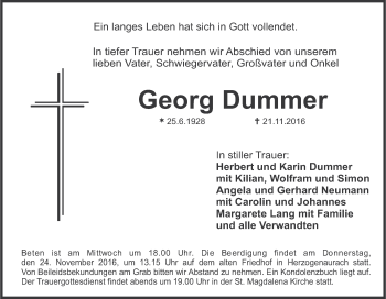 Anzeige von Georg Dummer von MGO