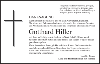 Anzeige von Gotthard Hiller von MGO