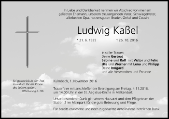 Anzeige von Ludwig Kaßel von MGO