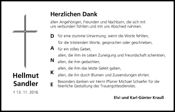 Anzeige von Hellmut Sandler von MGO