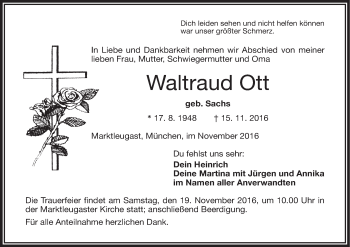 Anzeige von Waltraud Ott von MGO