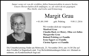 Anzeige von Margit Grau von MGO