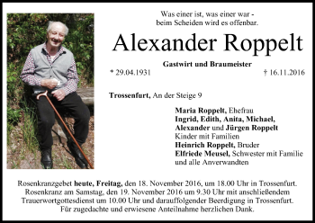 Anzeige von Alexander Roppelt von MGO