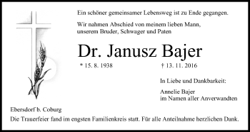 Anzeige von Janusz Bajer von MGO