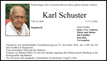 Anzeige von Karl Schuster von MGO