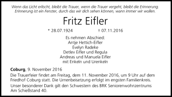 Anzeige von Fritz Eifler von MGO